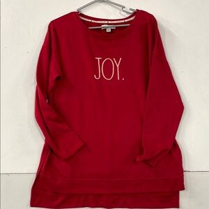 Rae Dunn Christmas Red Joy Cozy Long Sleeve Top Sz M